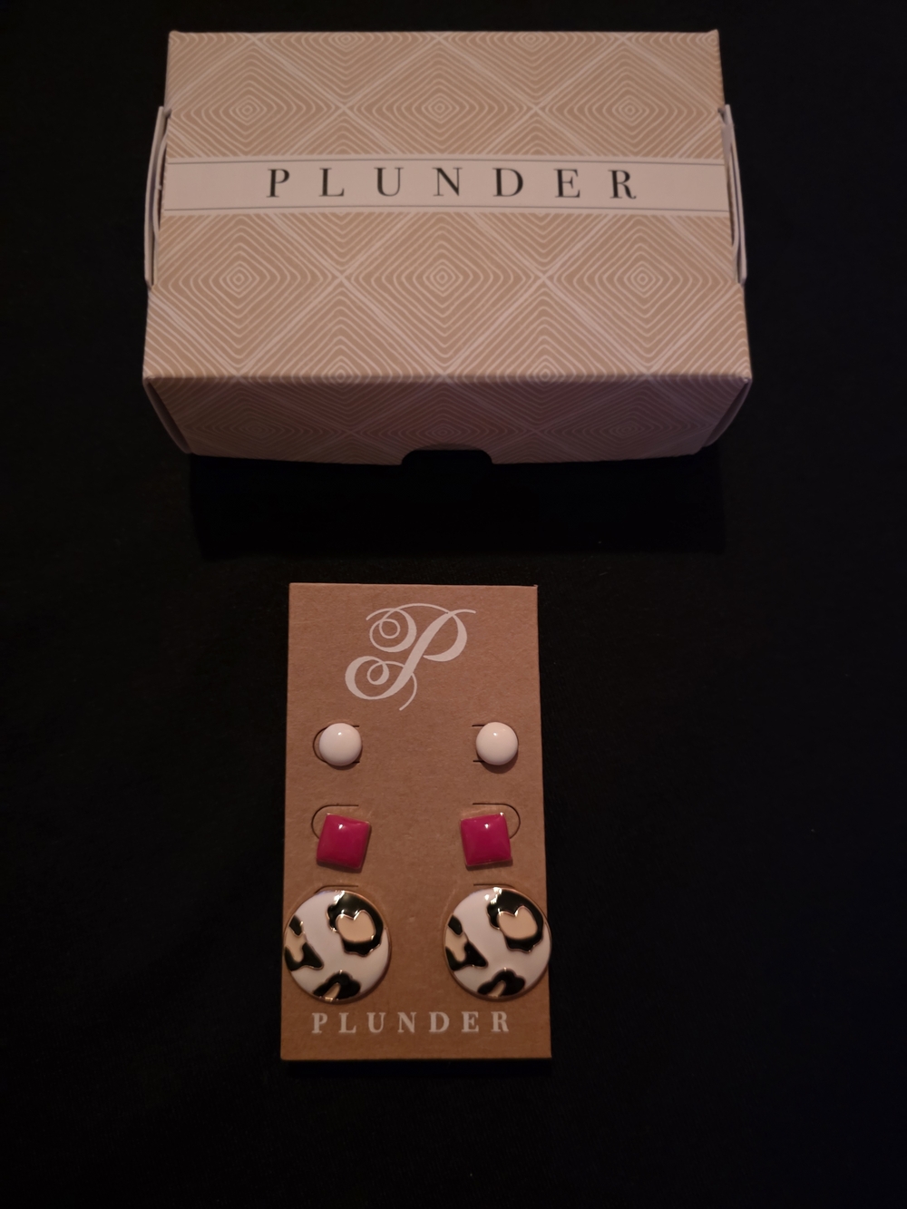 Plunder Pink, Cream & Black Leopard Stud Earring Trio